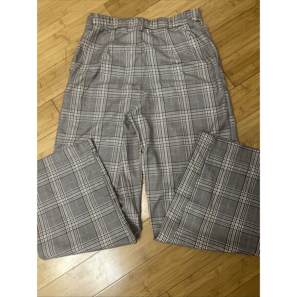 H&M Divided Grey Plaid Stretch Dress Pants Scandinavian Chic Capsule Sz Med - Picture 6 of 6